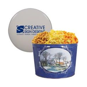 Designer Two Gallon Popcorn Tin - Three Flavors - Designer Two Gallon Popcorn Tin - Three Flavors, Currier and Ives