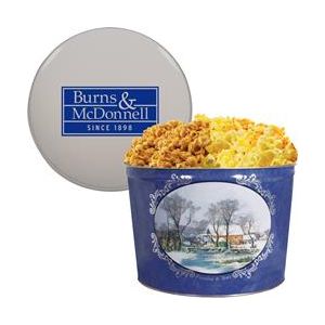 Designer Two Gallon Popcorn Tin - Two Flavors - Designer Two Gallon Popcorn Tin - Two Flavors, Currier and Ives