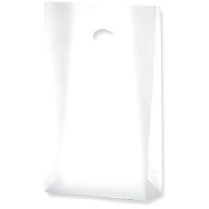 Clear Frosted Tote Bag with Die Cut Handle - Flexo Imprint - 3.0 MIL CLEAR FROST DIE CUT