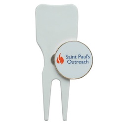 Pik Divot Tool With Magnetic Marker - The Pik Divot Tools are eager to fix, mark and promote any job. Wedge Piks fit eaisly into pocktes. Each Wedge Pik comes with an printable magnetic metal ball marker. 