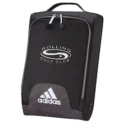 adidas UNIVERSITY Shoe Bag - 16" x 10 1/2" x 4", 600 dobby hex weave nylon shoe bag with side ventilation. Imprinted on side or top of bags. Available in black only. 1 Color Imprint only. 
