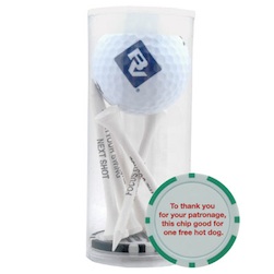 1 Ball 5 Tee Tube with Poker Chip Ball Marker