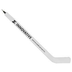 Mini Hockey Stick Pen - 8" plastic mini stick pen in white only. 1 color imprint only. 
