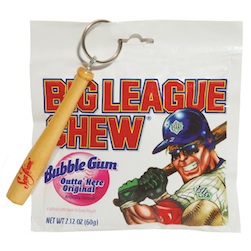 Big League Chew & Baseball Bat Key Chain - Always a home run, comes with Big League Chew bubble gum and a mini baseball bat key chain. 