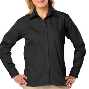 Ladies Long Sleeve Poplin - Ladies 3 oz. lightweight long sleeve poplin shirt.