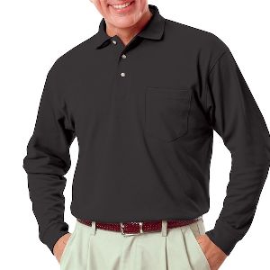 Adult Long Sleeve With Pocket - Men's long sleeve pique polo shirt with patch pocket.