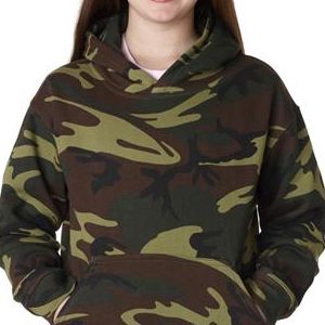 2969 Code V Youth Camouflage Pullover Hooded Blended Print Fleece Sweatshirt with Pouch Pocket  - 2969-Green Woodland