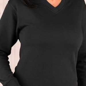 3653 LAT Ladies' French Terry Crossover V-Neck Pullover  - 3653-Black