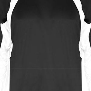 4154 Badger Adult Long-Sleeve Hook Performance Tee with Contrast Side Panel Insert  - 4154-Black/ White
