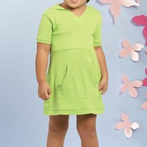5307 Rabbit Skins Toddler Hooded V-Neck Dress  - 5307-Key Lime