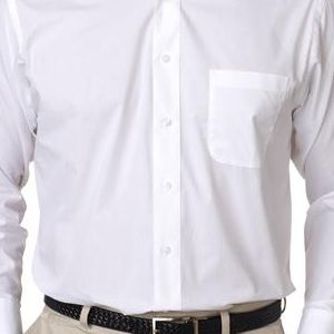 8330 UltraClub Men's Blend Performance Poplin Woven Shirt  - 8330-White