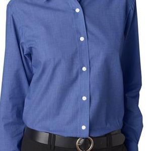 8341 UltraClub Ladies' Wrinkle-Free End-on-End Blend Woven Shirt  - 8341-French Blue