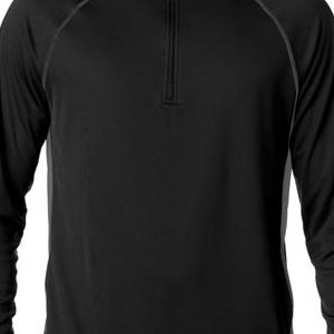 8398 UltraClub Adult Cool & Dry Sport 1/4-Zip Performance Pullover  - 8398-Black/ Charcoal