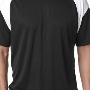 8399 UltraClub Adult Cool & Dry Sport Color Block Performance Tee  - 8399-Black/ White
