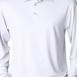 8405LS UltraClub Adult Cool & Dry Sport Long-Sleeve Mesh Performance Polo  - 8405LS-White