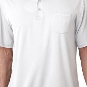 8405P UltraClub Adult Cool & Dry Sport Mesh Performance Polo with Pocket  - 8405P-White