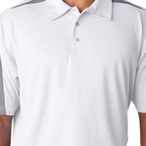 8408 UltraClub Adult Cool & Dry Sport Mesh Performance Polo  - 8408-White/ Grey