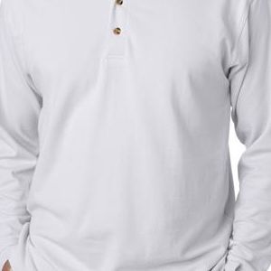 8532 UltraClub Adult Long-Sleeve Classic Pique Cotton Polo  - 8532-White