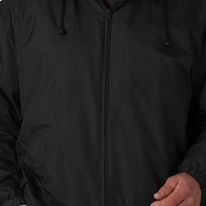 8915 UltraClub Adult Nylon Fleece-Lined Hooded Jacket  - 8915-Black