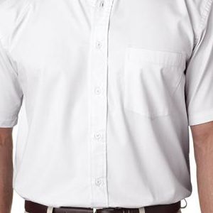 8977 UltraClub Adult Whisper Twill Blend Short-Sleeve Woven Shirt  - 8977-White
