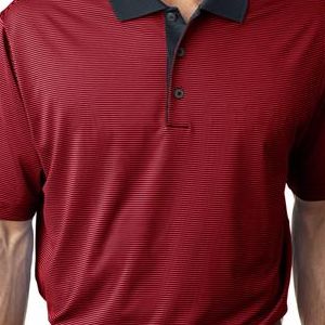 A119 Adidas Men's ClimaLite Classic Stripe Performance Polo  - A119-Black/ University Red