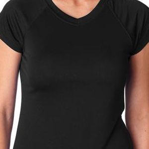 CW23 Champion Ladies' Double Dry Interlock V-Neck Polyester T-Shirt  - CW23-Black