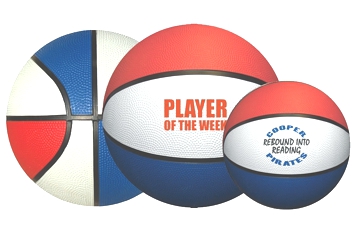 Full Size Rubber Basketball-Red, White, and Blue
