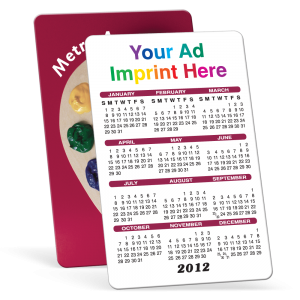2 1/8" x 3 3/8" Full Color Both Sides .015" Biodegradable White Satin Plastic - HD Resolution Calendar Cards