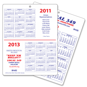 8 1/4" X 11" 1 Color (Two Sided) .015" White Gloss Plastic - Plastic Wall Calendars