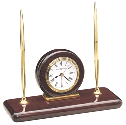 Rosewood Desk Set - Clock and pen set