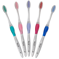 Accent Toothbrush - Adult size toothbrush with soft bristles. Matching inner bristles and grip.