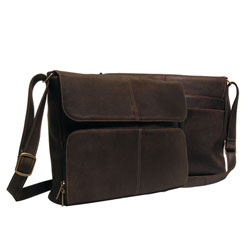 Distressed Leather  Flap Messenger Briefcase