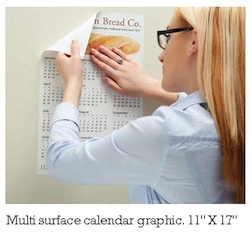 Stik-Withit Wall Graphic Calendars - Calendar Graphic, repositioable features,4 color process, with peel away liner