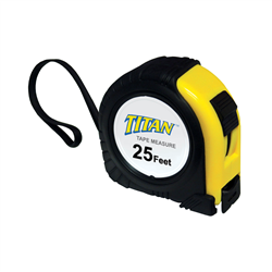 TITAN Tape Measure - Ergonomically designed case that is durable and shock resistant!Case has soft rubber grip and encloses super strong spring for easy tape recallAdditional tape bumper increases hook life during extensive useLocking mechanism holds strong and secure