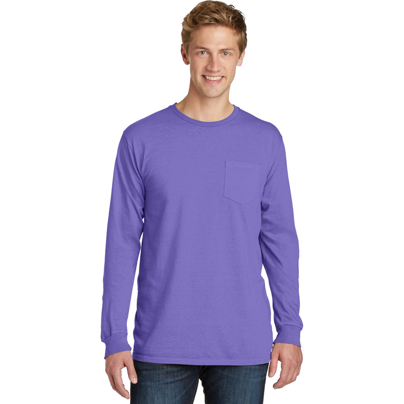 Port & Company &#174;  Pigment-Dyed Long Sleeve Pocket Tee.  PC099LSP