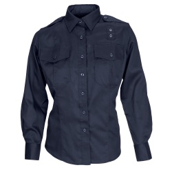 Twill PDU Shirt - A Class - Women's - Long Sleeve (TALL) - Women's Class A Long Sleeve PDU Shirt is 5.78-oz twill  Teflon&quot; treated 65% polyester/35% cotton. Features include mic cord pass through  permanent creases and epaulettes and badge tab for an all day professional appearance.