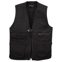5.11 Tactical Vest - 5.11 Tactical Vest is designed to conceal while providing complete access to gear without hindering movement or comfort. Features include two Back-Up Belt Compatible pockets on each side  18 pockets for additional storage  a longer cut to conceal a side arm and 100% canvas material for durability.