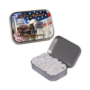 Caffeinated Silver Mint Tin filled with caffeinated mints - Caffeinated Silver Mint Tin filled with caffeinated mints