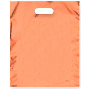 Non Reinforced Die Cut - Orange Metallic Halloween Bag - Haunted House - Flexo Imprint - ORANGE METALLIC FOLD OVER DIE CUT