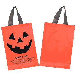 Halloween Soft Loop Bag - Flexo Imprint - 2.5 MIL ORANGE WITH BLACK SOFT LOOP HANDLES