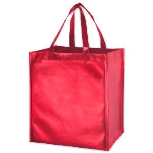Metallic Gloss Designer Grocery Bag with Smooth Finish - Screen Print - 22" HANDLES METALLIC RED SMOOTH