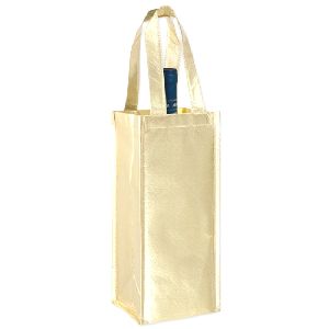 Metallic Vineyard Collection - 1 Bottle Wine Bag - Screen Print - 1 BOTTLE  BAG METALLIC GOLD