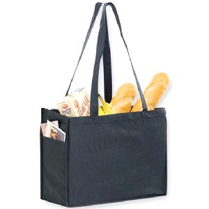 Non Woven Tote Bag  with Side Pockets - Color Evolution - 28" HANDLES & GUSSET POCKETS BLACK