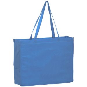 Non Woven Tote Bag  with Side Pockets - Color Evolution - 28" HANDLES & GUSSET POCKETS COOL BLUE
