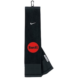 Nike Tri-Fold Towel - The Nike Golf 16" x 24" Tri-Fold Golf Towel attaches via carabiner to your golf bag, making it easily accessible at all times. The standard-weight 100% cotton velour is soft and durable. 
