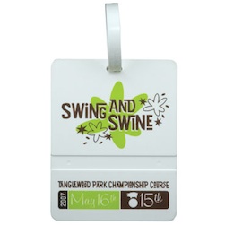 Rectangular Bag Tags - Plastic rectangular golf bag tag with strap, with channel on one side (please specify imprint side - smooth side or channel side).