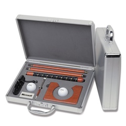 Putter Breifcase - Fun custom putter gift set in aluminum travel briefcase