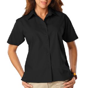 Ladies Short Sleeve Poplin - Ladies 3 oz. lightweight short sleeve poplin shirt.