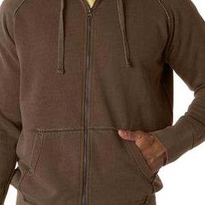 1564 Chouinard Adult Heavyweight Garment-Dyed Frayed Full-Zip Blended Hooded Sweatshirt  - 1564-Brown DirDye