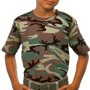 2206 Code V Youth Camouflage Cotton T-Shirt  - 2206-Green Woodland
